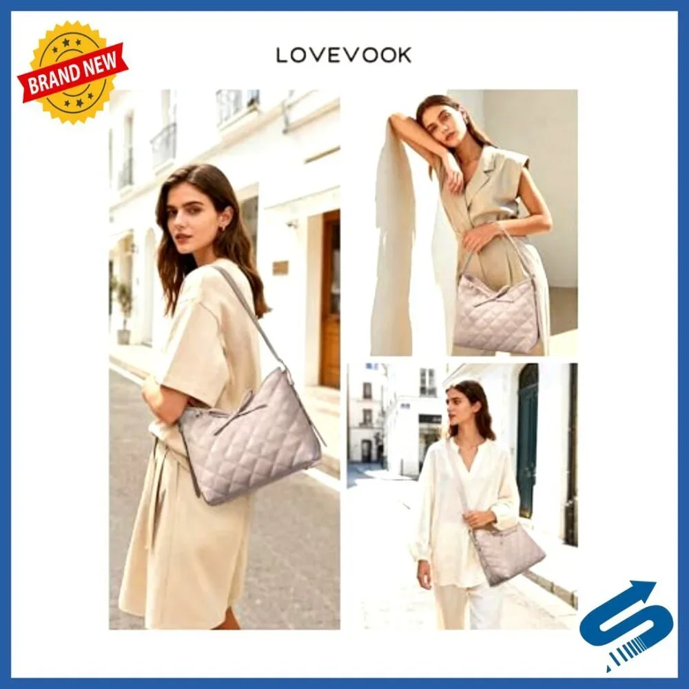 Soft Leather Quilted Hobo Crossbody Bag Adjustable Shoulder Strap